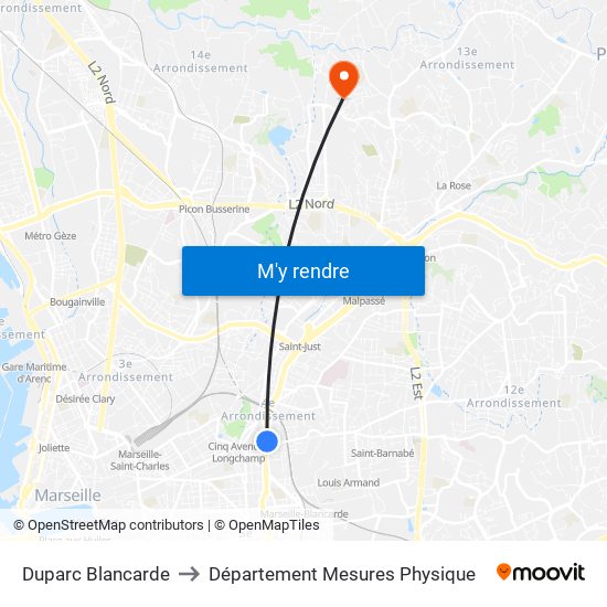 Duparc Blancarde to Département Mesures Physique map