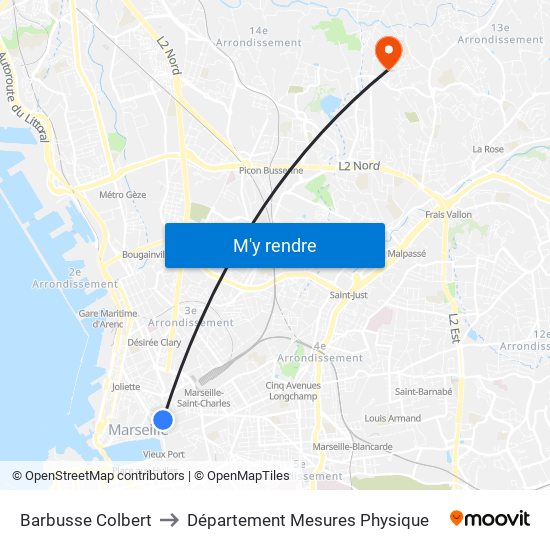 Barbusse Colbert to Département Mesures Physique map