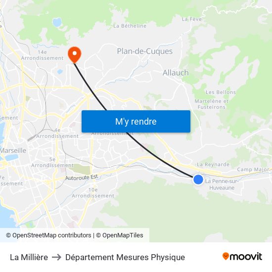 La Millière to Département Mesures Physique map