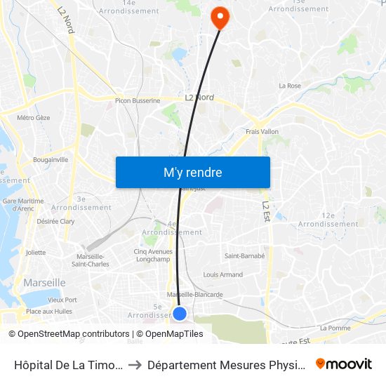 Hôpital De La Timone to Département Mesures Physique map