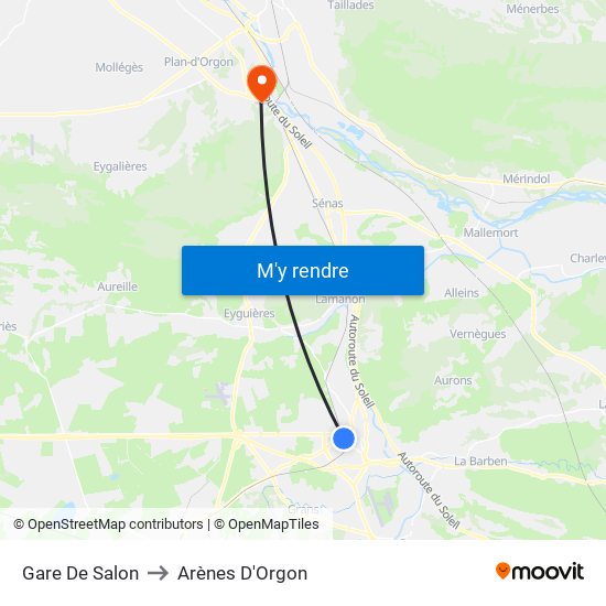 Gare De Salon to Arènes D'Orgon map