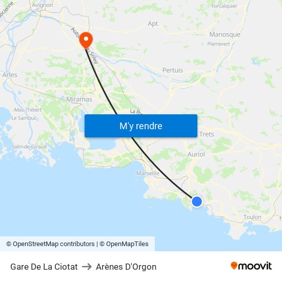Gare De La Ciotat to Arènes D'Orgon map