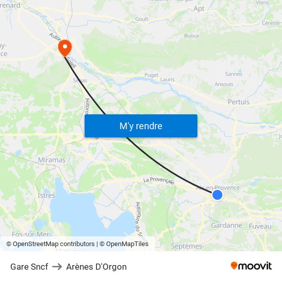 Gare Sncf to Arènes D'Orgon map