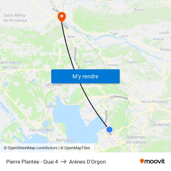 Pierre Plantée - Quai 4 to Arènes D'Orgon map