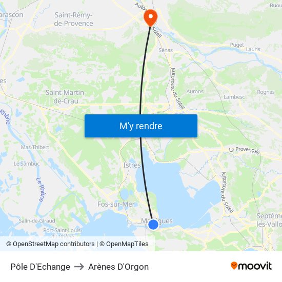 Pôle D'Echange to Arènes D'Orgon map