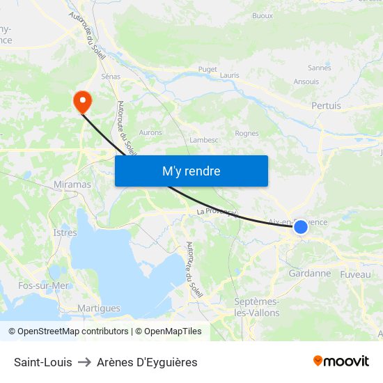 Saint-Louis to Arènes D'Eyguières map