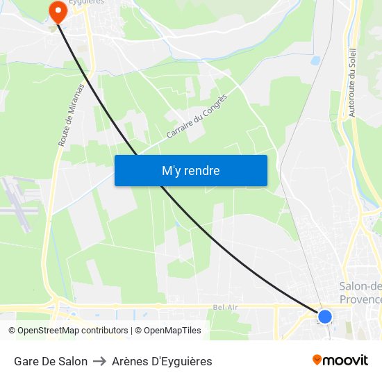 Gare De Salon to Arènes D'Eyguières map