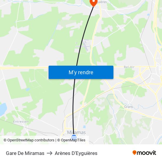 Gare De Miramas to Arènes D'Eyguières map