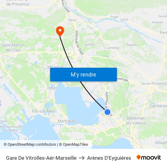 Gare De Vitrolles-Aér-Marseille to Arènes D'Eyguières map
