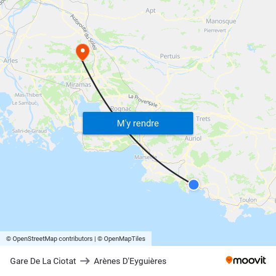 Gare De La Ciotat to Arènes D'Eyguières map