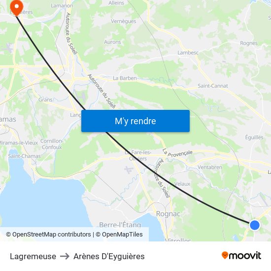 Lagremeuse to Arènes D'Eyguières map