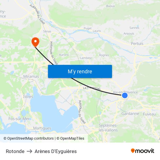 Rotonde to Arènes D'Eyguières map