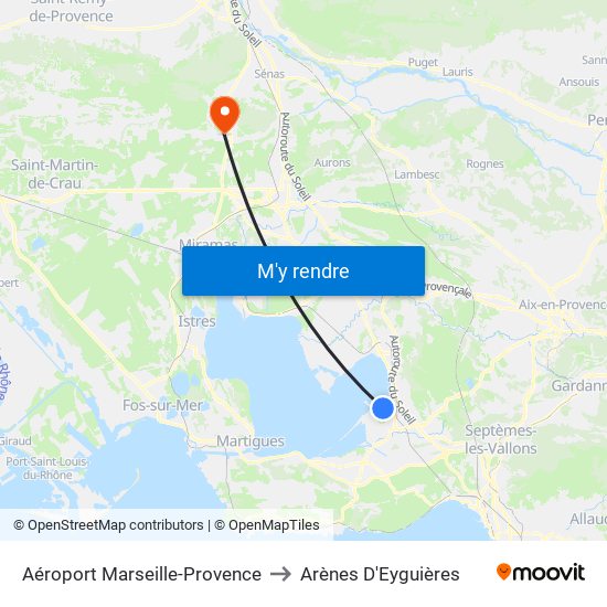 Aéroport Marseille-Provence to Arènes D'Eyguières map