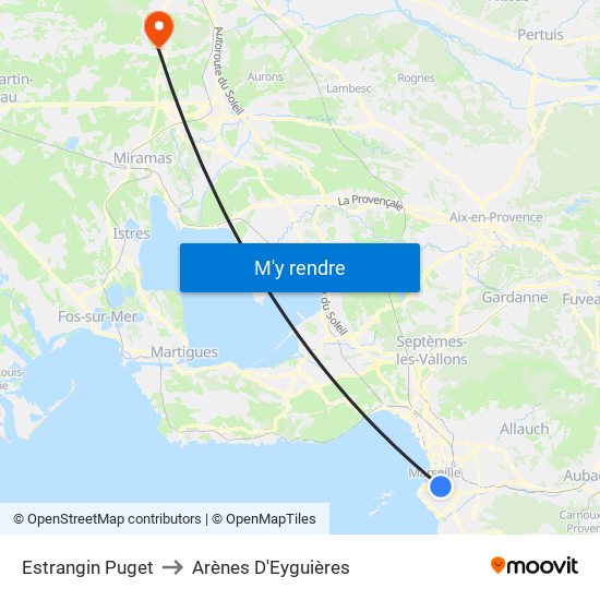 Estrangin Puget to Arènes D'Eyguières map