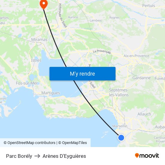Parc Borély to Arènes D'Eyguières map