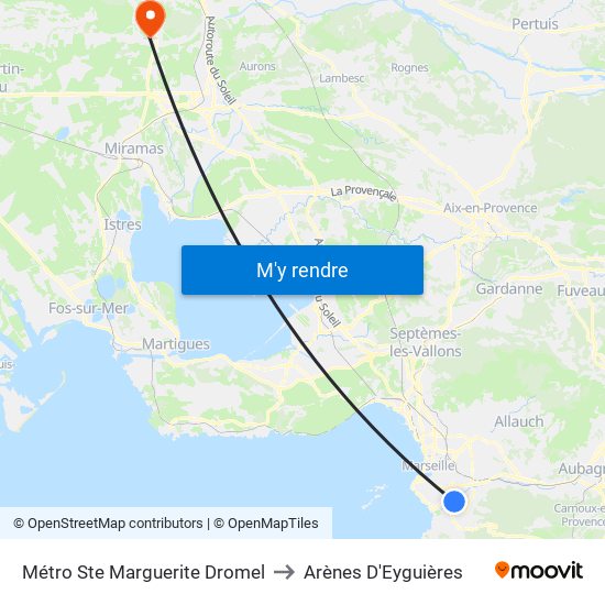 Métro Ste Marguerite Dromel to Arènes D'Eyguières map