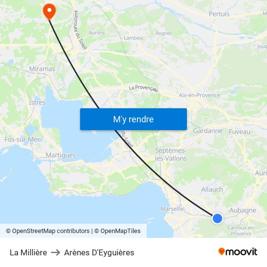 La Millière to Arènes D'Eyguières map
