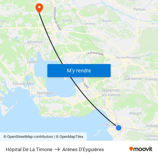Hôpital De La Timone to Arènes D'Eyguières map