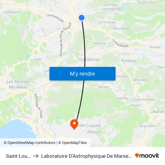 Saint-Louis to Laboratoire D'Astrophysique De Marseille map