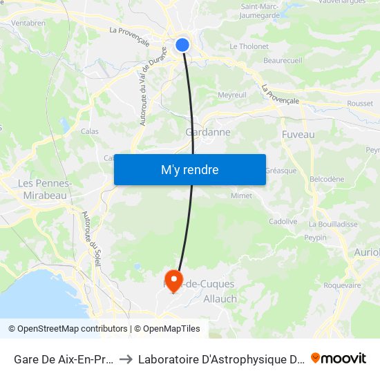 Gare De Aix-En-Provence to Laboratoire D'Astrophysique De Marseille map