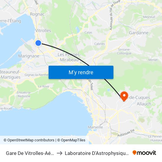 Gare De Vitrolles-Aér-Marseille to Laboratoire D'Astrophysique De Marseille map