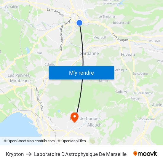 Krypton to Laboratoire D'Astrophysique De Marseille map