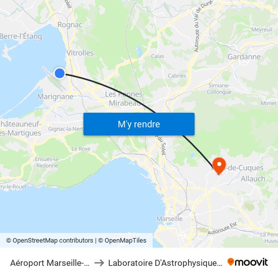 Aéroport Marseille-Provence to Laboratoire D'Astrophysique De Marseille map