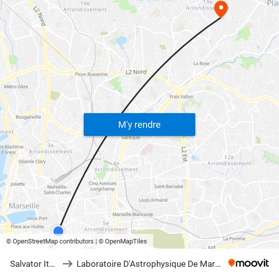 Salvator Italie to Laboratoire D'Astrophysique De Marseille map