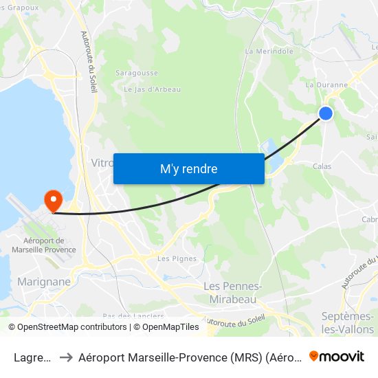 Lagremeuse to Aéroport Marseille-Provence (MRS) (Aéroport de Marseille Provence) map