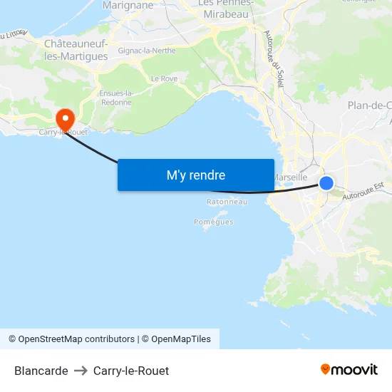 Blancarde to Carry-le-Rouet map