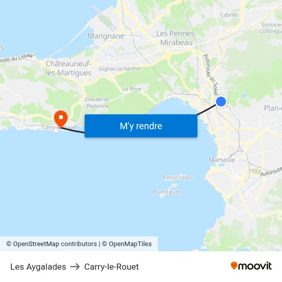 Les Aygalades to Carry-le-Rouet map
