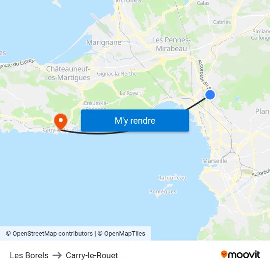 Les Borels to Carry-le-Rouet map