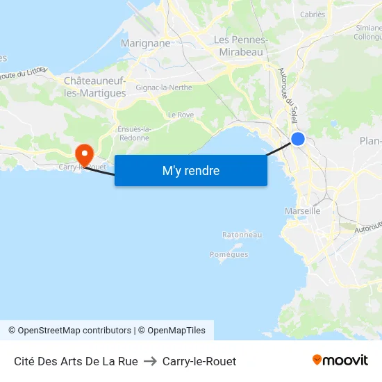 Cité Des Arts De La Rue to Carry-le-Rouet map