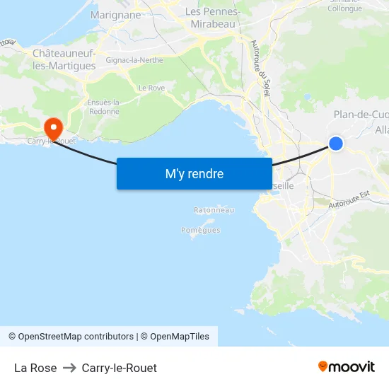 La Rose to Carry-le-Rouet map