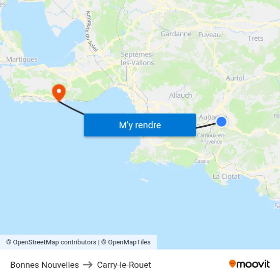 Bonnes Nouvelles to Carry-le-Rouet map