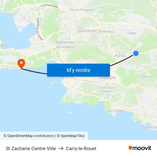 St Zacharie Centre Ville to Carry-le-Rouet map