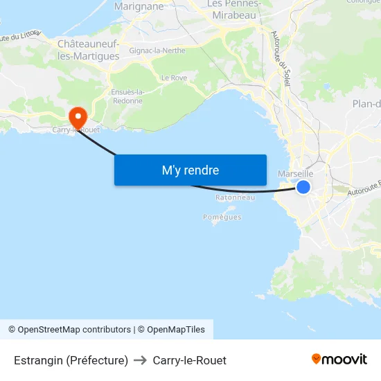 Estrangin (Préfecture) to Carry-le-Rouet map