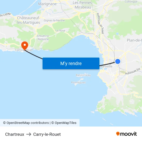 Chartreux to Carry-le-Rouet map