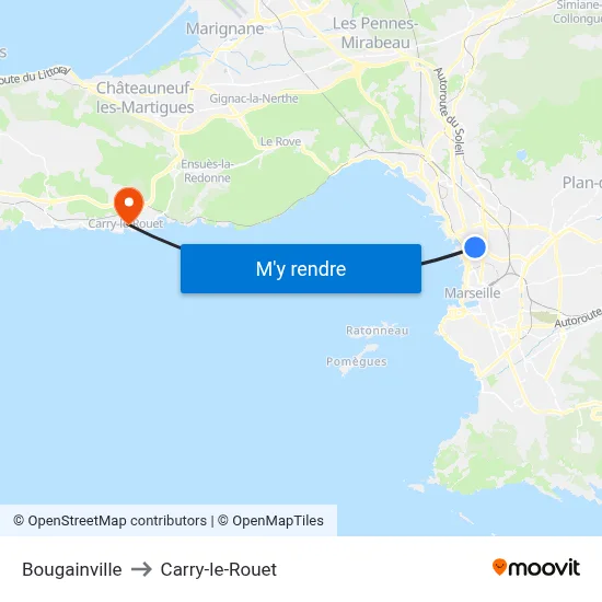 Bougainville to Carry-le-Rouet map