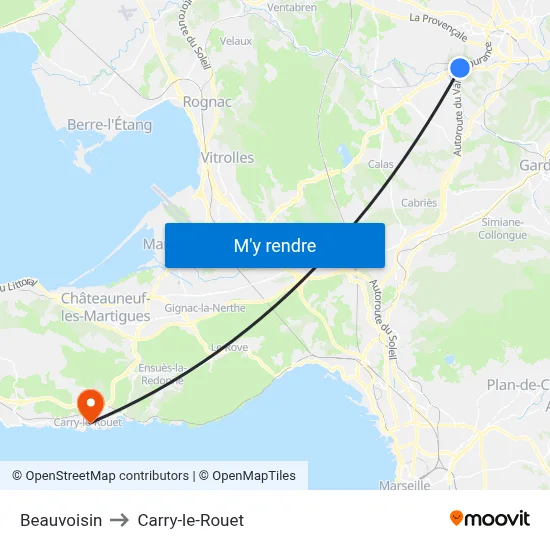 Beauvoisin to Carry-le-Rouet map