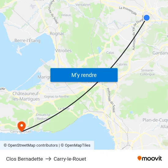 Clos Bernadette to Carry-le-Rouet map