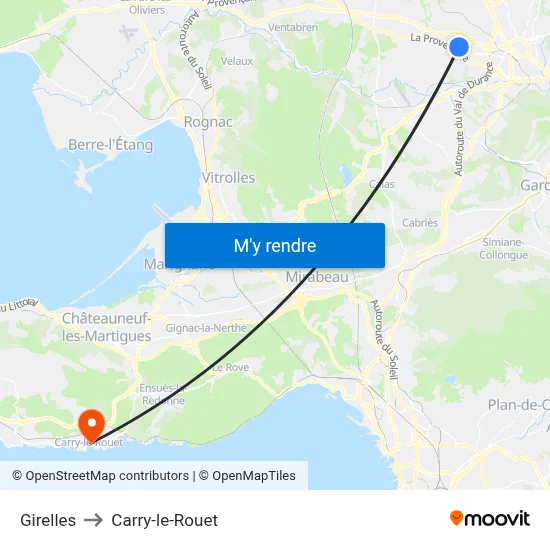 Girelles to Carry-le-Rouet map