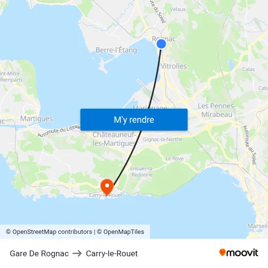 Gare De Rognac to Carry-le-Rouet map