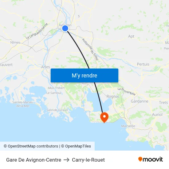 Gare De Avignon-Centre to Carry-le-Rouet map