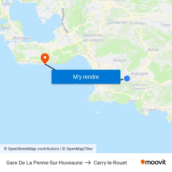 Gare De La Penne-Sur-Huveaune to Carry-le-Rouet map