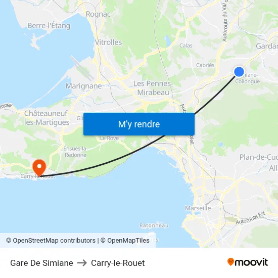 Gare De Simiane to Carry-le-Rouet map