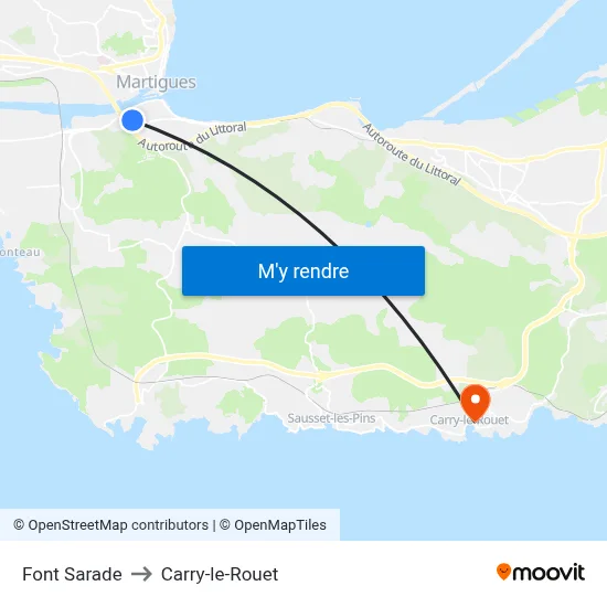 Font Sarade to Carry-le-Rouet map
