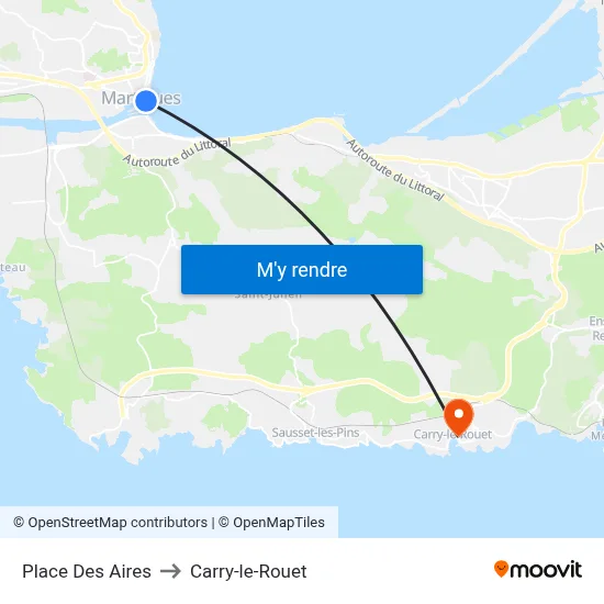 Place Des Aires to Carry-le-Rouet map
