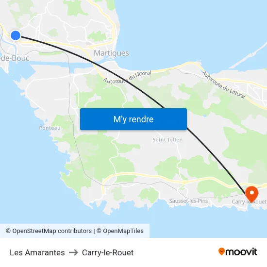 Les  Amarantes to Carry-le-Rouet map