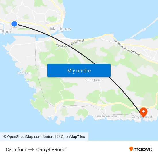 Carrefour to Carry-le-Rouet map